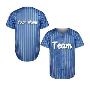 Camiseta de béisbol personalizada OEM para hombre, ropa deportiva barata con logotipo bordado y diseño de tira de impresión por sublimación - Product Image 1