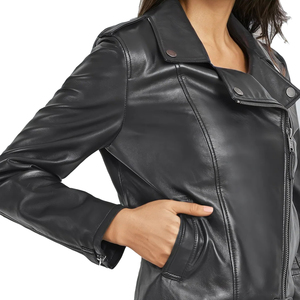 Veste en cuir véritable pour femmes personnalisée | Vêtements d'extérieur de qualité supérieure pour dames | Manteau de mode Slim Fit | Fournisseur en gros OEM ODM - Product Image 6