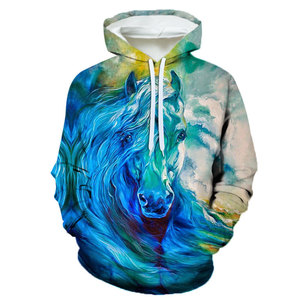 Camiseta de Béisbol con Capucha de Poliéster/Algodón, Estampado 3D de Caballo, Estilo Casual para Hombre <span class=keywords><strong>Joven</strong></span>, Otoño - Product Image 5