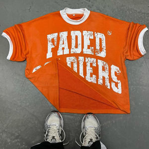 Camiseta Gráfica Naranja, Camiseta Holgada de Estilo Urbano, Manga Corta, Algodón, Informal, Top de Moda - Product Image 2