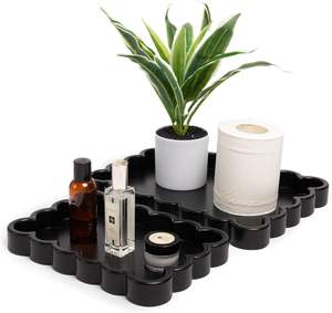 Bandeja multiusos negra de baño de resina elegante de alta calidad diseñada para durabilidad y estilo Productos de baño perfectos o artículos decorativos - Product Image 4