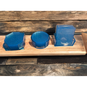 Ensemble de 5 sous-verres en résine époxy Azure Luxe, sous-verres promotionnels personnalisables de qualité supérieure - Product Image 1