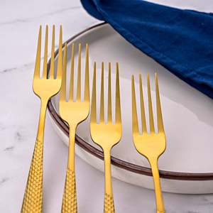 Timeless Luxury Stainless Steel Golden Forks <b>Set</b> of 4 <b>PC</b> and Metal Tableware for Dinner and Restaurant Use Tea Spoon Included - Product Image 3