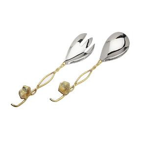 ช้อนส้อมเหล็กสำหรับสลัดเครื่องครัวและร้านอาหารด้ามไม้สำหรับ2ชิ้น - Product Image 2