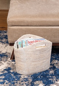 Circle Natural Rattan Eco-Friendly <b>Magazine</b> Rack Handmade Storage <b>Baskets</b> Modern Multifunction Artex Green Earth Made in VietNam - Product Image 5