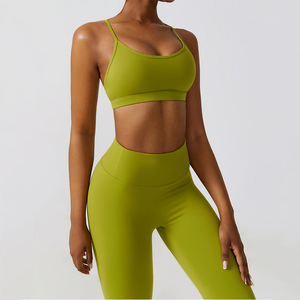 Conjunto Deportivo Ligero Personalizado para Mujer, Sujetador Deportivo, Leggings sin Espalda, Transpirable, para Gimnasio, Correr, Entrenamiento, Yoga - Product Image 2