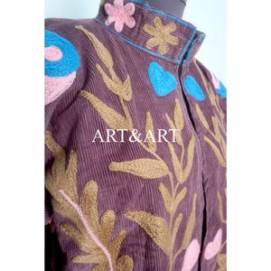 Floral Embroidery Button Cotrise Quilted Jacket Cotton Lining Handmade Winter Autumn Quick Dry Breathable Eco-Friendly Party - Product Image 3