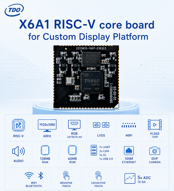 X6A1 RISC-V HMI Core Board Support IDE for Custom LCD Display Development Board 1080P RGB/LVDS/MIPI Multi-Resolution Controller