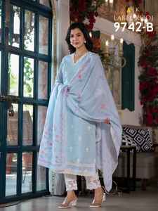 Summer Wear Long Size Anarkali Kurti Avec Pantalon Et Dupatta Pour Femmes Acheter Au Meilleur Prix design unique produit fait main - Product Image 3