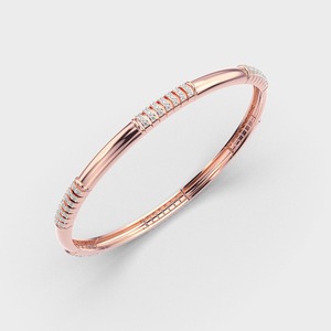 Brazalete de Diseño Minimalista con Diamantes en Oro Amarillo/Blanco/Rosa de 14K para Mujer, OEM - Product Image 4