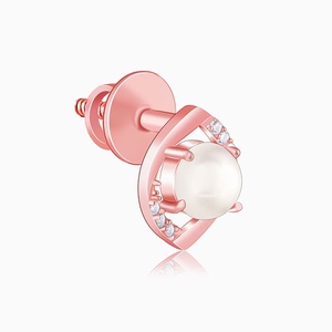 Boucles d'oreilles perlées en or rose - Product Image 5