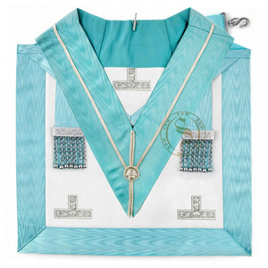 Tablier et collier brodés pour maîtres maçons respectueux des traditions artisanales |   Ensemble d'Étole et Tablier Personnalisé de Haute Qualité - Product Image 1