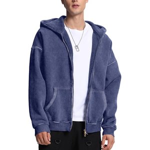 Sweat à capuche lourd délavé à l'acide pour homme, broderie personnalisée technique Puff, haute qualité, effet vintage délavé à la pierre, 100% coton, vente chaude - Product Image 3