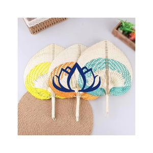 Éventails en bambou d'art populaire du Vietnam Série de mariage Lotus bleu - Product Image 1