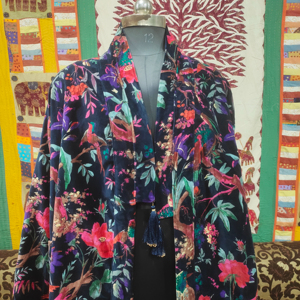 Bata de terciopelo corta con estampado de pájaros, chaqueta Bohemia, bata de estilo Kimono japonés, abrigo suave y cómodo, bata de terciopelo de algodón - Product Image 1