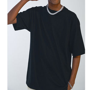 T-shirt décontracté à manches courtes et col en O en coton pour hommes de 200g, couleur unie, haut ample simple, tissage tricoté, conception Offre Spéciale vierge - Product Image 6