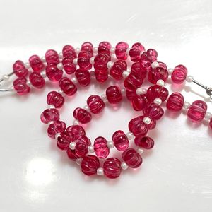 Cuentas con forma de melón de cuarzo rubí de calidad superior, cuentas de Rondelle talladas de cuarzo recubiertas de Color para la fabricación de joyas - Product Image 3