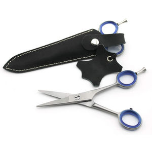 Wholesale 5" German Stainless Steel Salon Scissors PU <b>Leather</b> <b>Pouch</b> Straight Razor Beard Moustache Scissors Thinning - Product Image 4