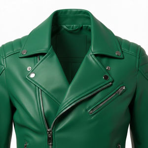 Chaqueta de Motociclista de Cuero Verde Más Vendida, Chaqueta de Moda para Mujer, Estilo Motero, Precio de Fábrica al por Mayor Personalizado - Product Image 5