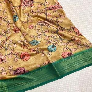 Dernier concepteur Tussar Silk Saree Nouvelle arrivée Style moderne pur doux Kalamkari imprime pour les femmes mode fabriqué pour les adultes - Product Image 1