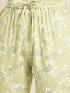 ชุดคลุมทรงตรงผ้าเรยอนพิมพ์ลายดอกไม้สีเงินลำลองสำหรับผู้หญิงมีลวดลายยาวถึงข้อเท้าสีเขียว - Product Image 3