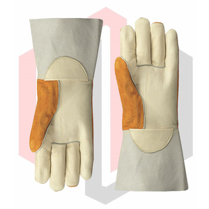 Gants de soudage polyvalents en cuir croûte de qualité supérieure, texture lisse, protection des avant-bras, résistants aux déchirures, respirants, sans silicone - Product Image 3