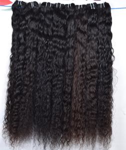 Vente en gros d'extensions de cheveux indiens 100% naturels bruts pour femme noire couleur noire brillante vendeur de paquets de temple bouclés Style de vague naturelle - Product Image 1