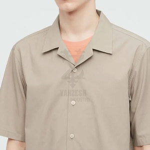 New Design Knitted Cotton/Bamboo Fiber Mesh Short Sleeve Button-Up for Shirts for Men - Product Image 2