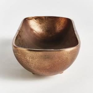 Bol décoratif en aluminium coulé fini laiton antique Long plateau étroit pièce maîtresse décor de Table accent de maison moderne - Product Image 5