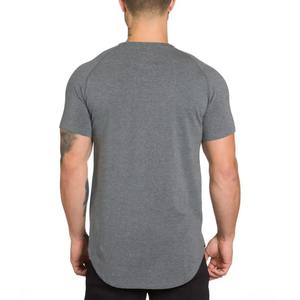 T-shirt de sport de musculation mince à la mode long respirant à manches courtes couleur unie pour l'été Fitness Training OEM - Product Image 2