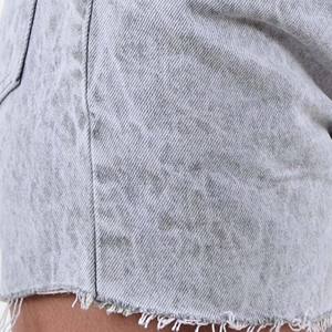 Vintage High Waist Breathable Cotton Acid Wash <b>Fleece</b> <b>Shorts</b> for Women Custom Printed Logo Sexy Street Style Button Women's - Product Image 3