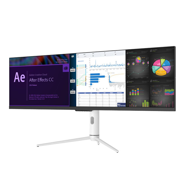 Super Wide 43.8 44 Inch 120HZ 3840*1080 DFHD LCD LED 32:9 White Computer Gaming Monitor PC With Lifting Stand