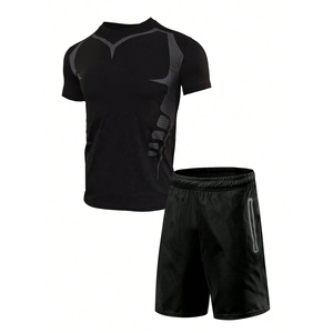 Conjuntos Deportivos Casuales de Verano para Hombre, Conjuntos de Gimnasio de Punto Transpirable con Compresión Personalizada, Secado Rápido - Product Image 4