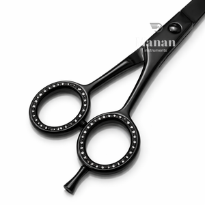 Ciseaux de coiffure professionnels en acier inoxydable noir pour droitiers, lame affûtée, manche moyen, ciseaux de barbier pour salon de coiffure - Product Image 3