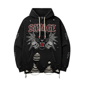 Sudadera con capucha Hip Hop Vintage Acid Wash Heavyweight 100% Cotton Fleece Diseño forrado de gran tamaño con logotipo personalizado para la temporada de otoño - Product Image 1
