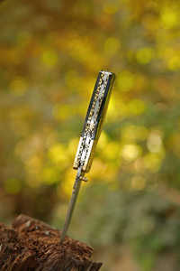 Cuchillo de caza plegable de acero de Damasco de alto carbono, cuchillos plegables para exteriores con Funda de cuero - Product Image 5