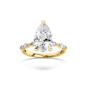 4.24กะรัต E-F/VVS-VS (Centre 4.00CT) ลูกแพร์เพชรโมอิสซาไนต์และแหวนหมั้นเพชรทรงกลมตัดทำด้วยเงินสำหรับเธอ - Product Image 5