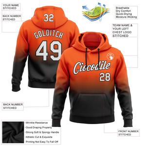Directo industria venta al por mayor 3D bordado personalizado cosido naranja blanco-negro se desvanecen moda deportes pulóver Sudadera con capucha - Product Image 2