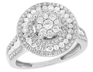 Round Cut Moissanite Cluster Studded Rhodium Plated Engagement Wedding <b>Ring</b> for Women in Unique <b>Iced</b> Out Sterling Silver Jewelry - Product Image 5