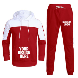 2024 Unique Design de mode rouge et blanc couleur Jogging survêtement hommes 2 pièces ensemble survêtement hommes personnalisé fermeture éclair à capuche survêtements - Product Image 1