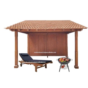 Pérgola sólida de madera de teca tropical hecha a mano, toldo impermeable, cenador de madera maciza, tumbona, cama de piscina, muebles de exterior, Indonesia - Product Image 5