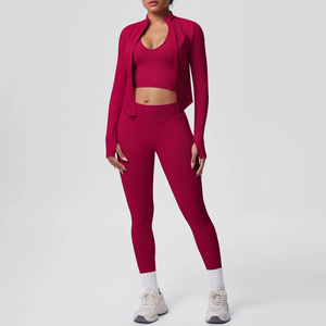Trendy 3PCS <b>Yoga</b> Tracksuit Women Breathable Sportswear Set Gym Bra Leggings and Athletic <b>Jacket</b> Spandex/Nylon Eco-Friendly - Product Image 4