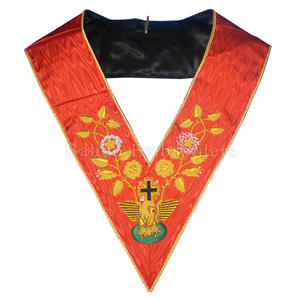 Masonic Rose Croix 31ST องศาปกของริบบิ้นผ้าขนแกะสีขาวประดับด้วยผ้าถักด้วยมือสีทองทั้งสองขอบ - Product Image 6