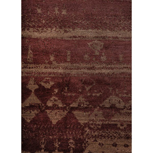 พรมขนสัตว์และไหมถักมือลายเรขาคณิตสีเบจและสีน้ำตาล รุ่น EBSK-663 สำหรับห้องนั่งเล่นหรือทางเดินในบ้าน รูปทรงสี่เหลี่ยมผืนผ้า - Product Image 3