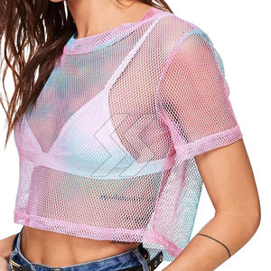 Camisetas cuadradas de malla para mujer de verano de alta calidad, camisetas cuadradas de malla ligera hechas en Pakistán - Product Image 3