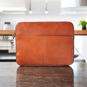 Grosir kustom Logo kasar asli kulit casing lengan lembut bisnis perjalanan Laptop tas Messenger Busy On-the-Go profesional - Product Image 1