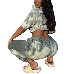 Jogger d'hiver pour femmes pantalons de survêtement décontracté en gros Gym travail course Tye Dye plat avant Style - Product Image 3