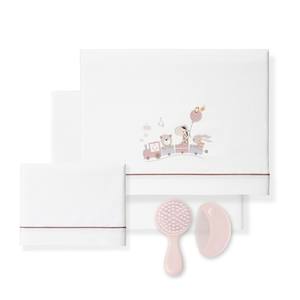 Juego de Ropa de Cama para Bebé de 3 Piezas, Modelo JIRAFRA, Estilo Clásico, 100% Algodón Tejido, con Diseño de Dibujos Animados, Incluye 1 Cuna en Color Cepillado - Product Image 1