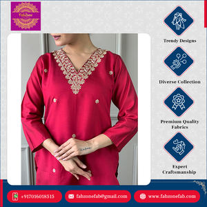 Nuova Collezione di Alta Qualità: Kurti e Pantalone in Stile Indiano Tradizionale in Viscosa Chanderi per Occasioni Speciali e Matrimoni, Taglie S <span class=keywords><strong>M</strong></span> L XL XXL - Product Image 5