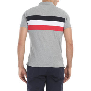 Logotipo bordado personalizado 100% algodón camisetas casuales para hombres transpirable deporte raya cuello para Polo con logotipo impreso en la parte delantera - Product Image 2